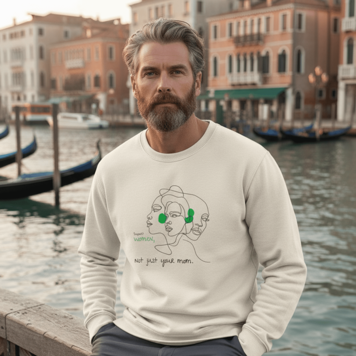 No Shit Shirts - Sweatshirt (Frontprint Large): Support women. Not just your mom - Society & Patriarchy - basic