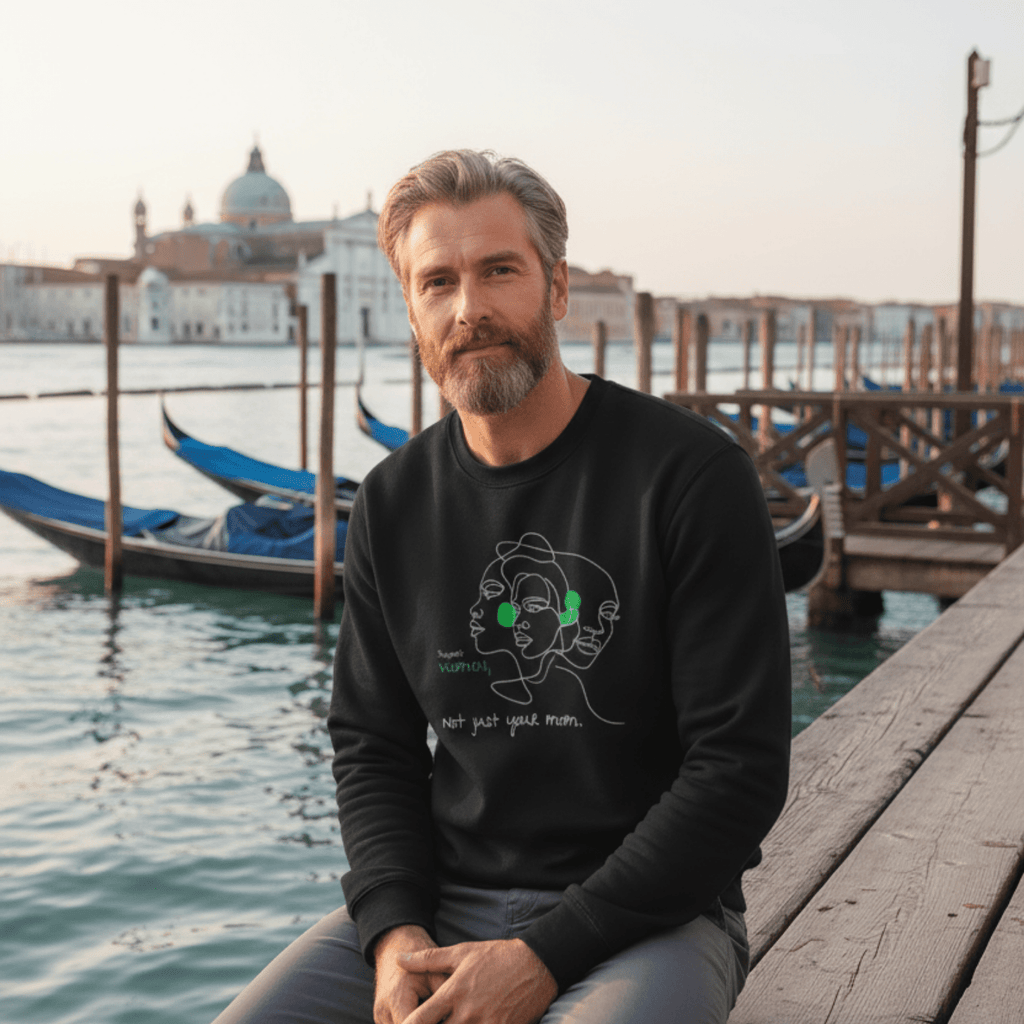 No Shit Shirts - Sweatshirt (Frontprint Large): Support women. Not just your mom - Society & Patriarchy - basic