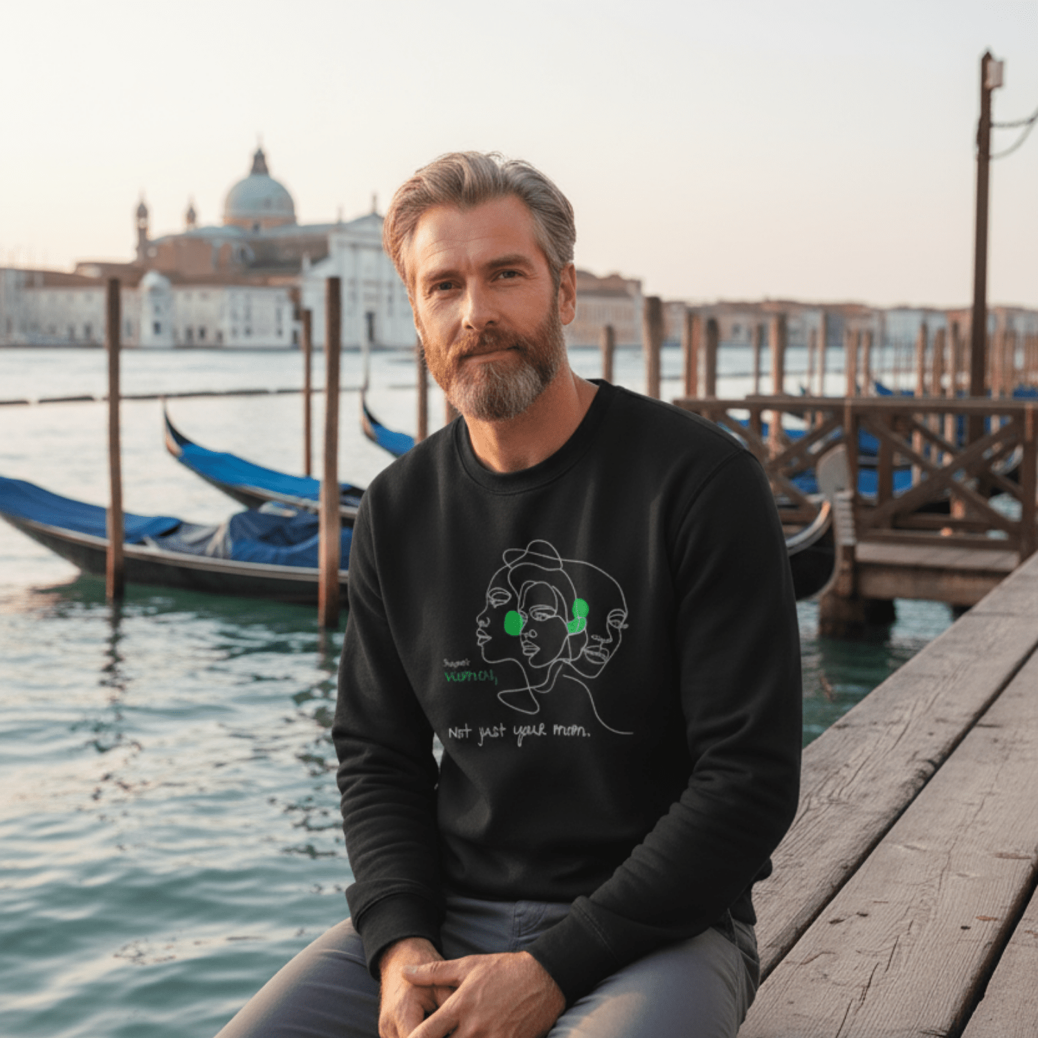 No Shit Shirts - Sweatshirt (Frontprint Large): Support women. Not just your mom - Society & Patriarchy - basic