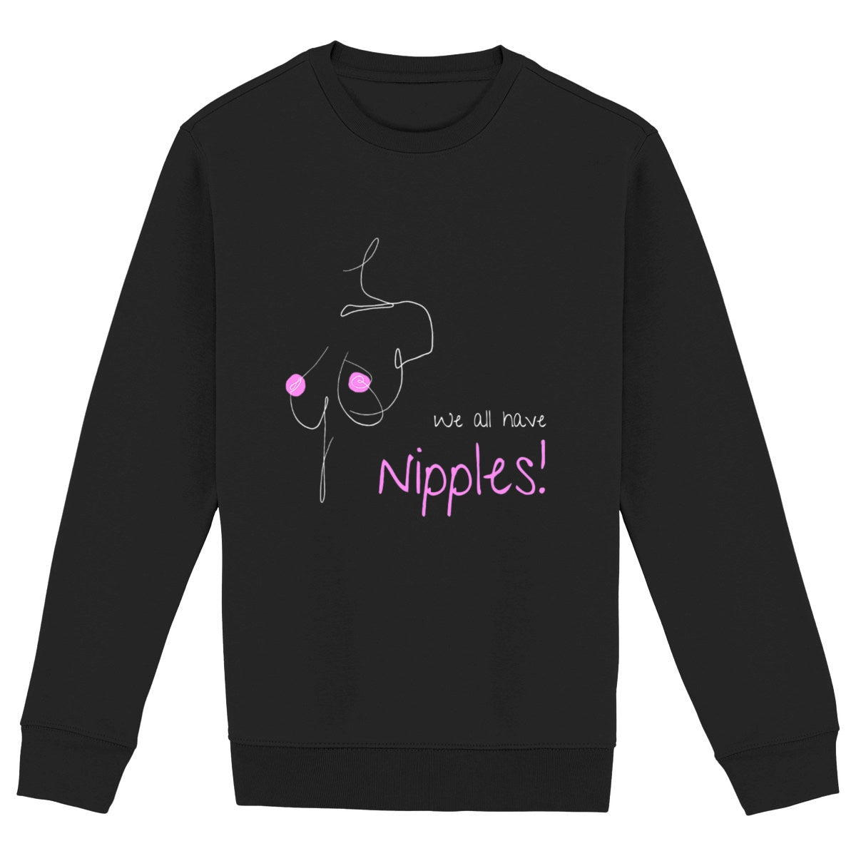 No Shit Shirts - Sweatshirt (Frontprint Large): We all have nipples! - Body & Autonomy & Sexism - basic