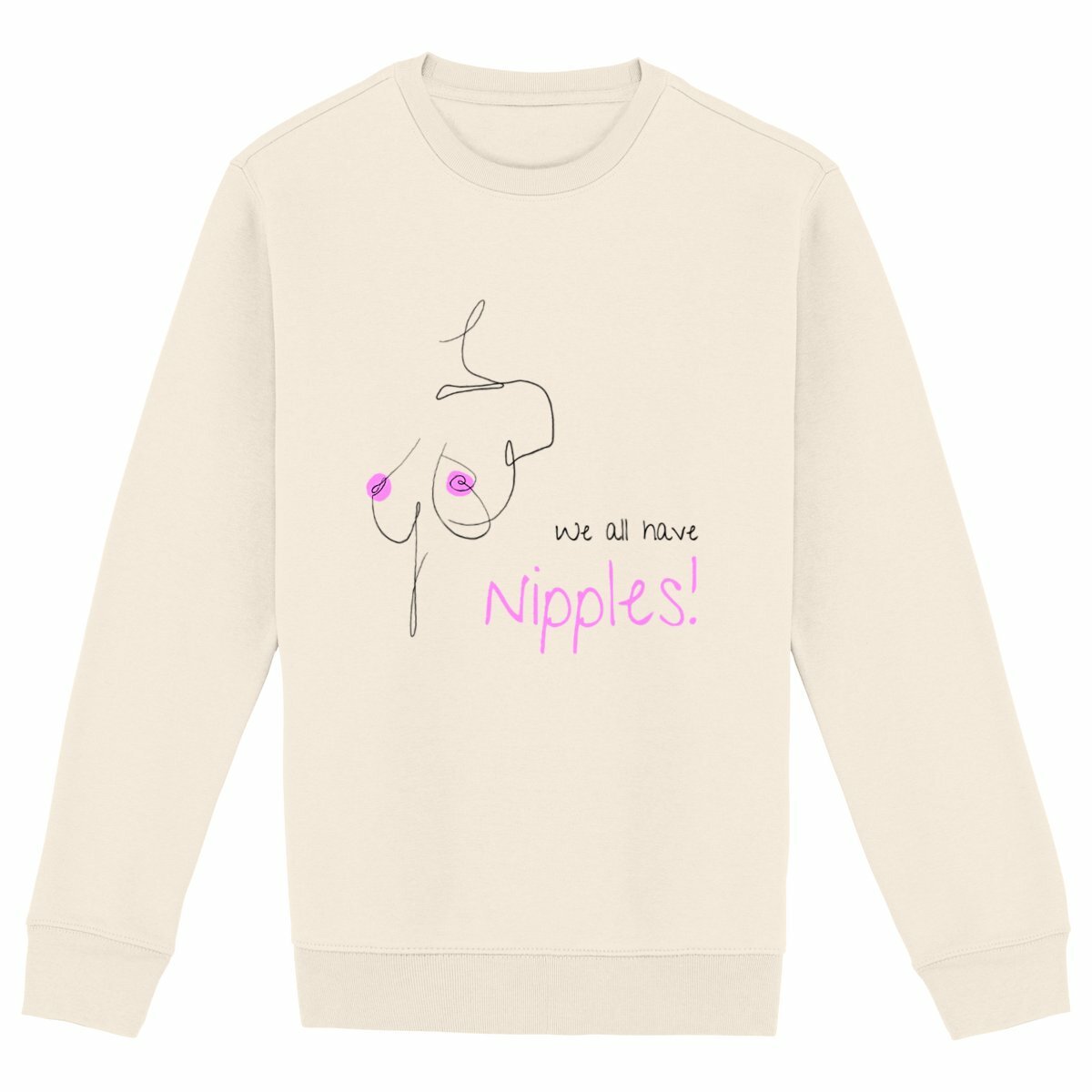 No Shit Shirts - Sweatshirt (Frontprint Large): We all have nipples! - Body & Autonomy & Sexism - basic
