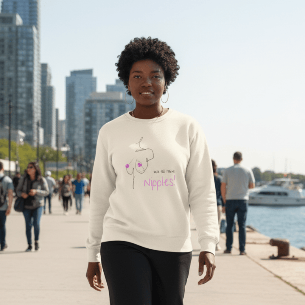 No Shit Shirts - Sweatshirt (Frontprint Large): We all have nipples! - Body & Autonomy & Sexism - basic
