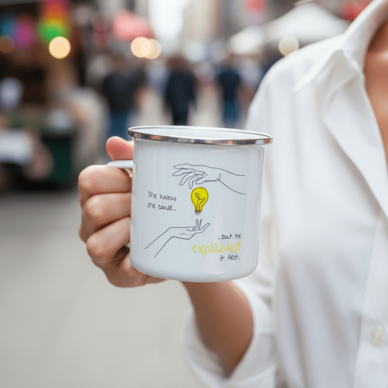 No Shit Shirts - Tasse: She knew she could, but he explained it first. - Mansplaining - basic