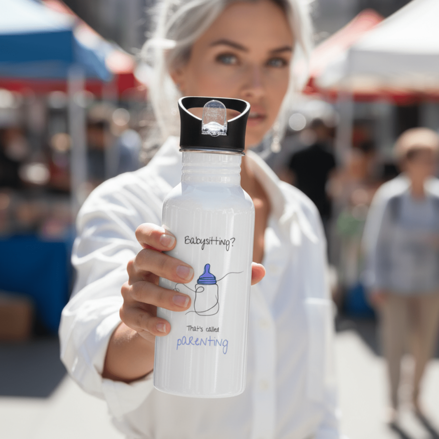 No Shit Shirts - Trinkflasche: Babysitting? That’s called parenting! - Gender Roles - basic