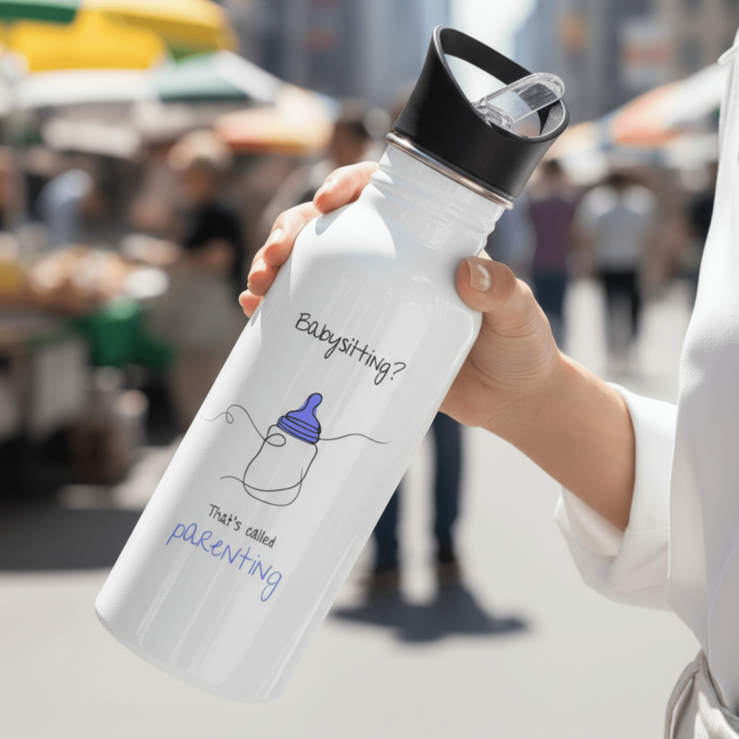 No Shit Shirts - Trinkflasche: Babysitting? That’s called parenting! - Gender Roles - basic