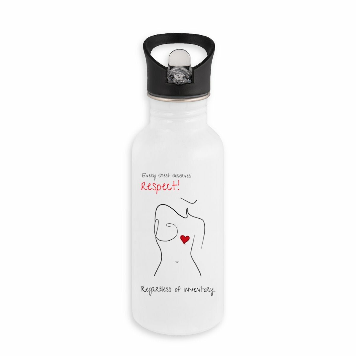 No Shit Shirts - Trinkflasche: Every chest deserves respect. Regardless of inventory. - Body & Autonomy & Sexism - basic