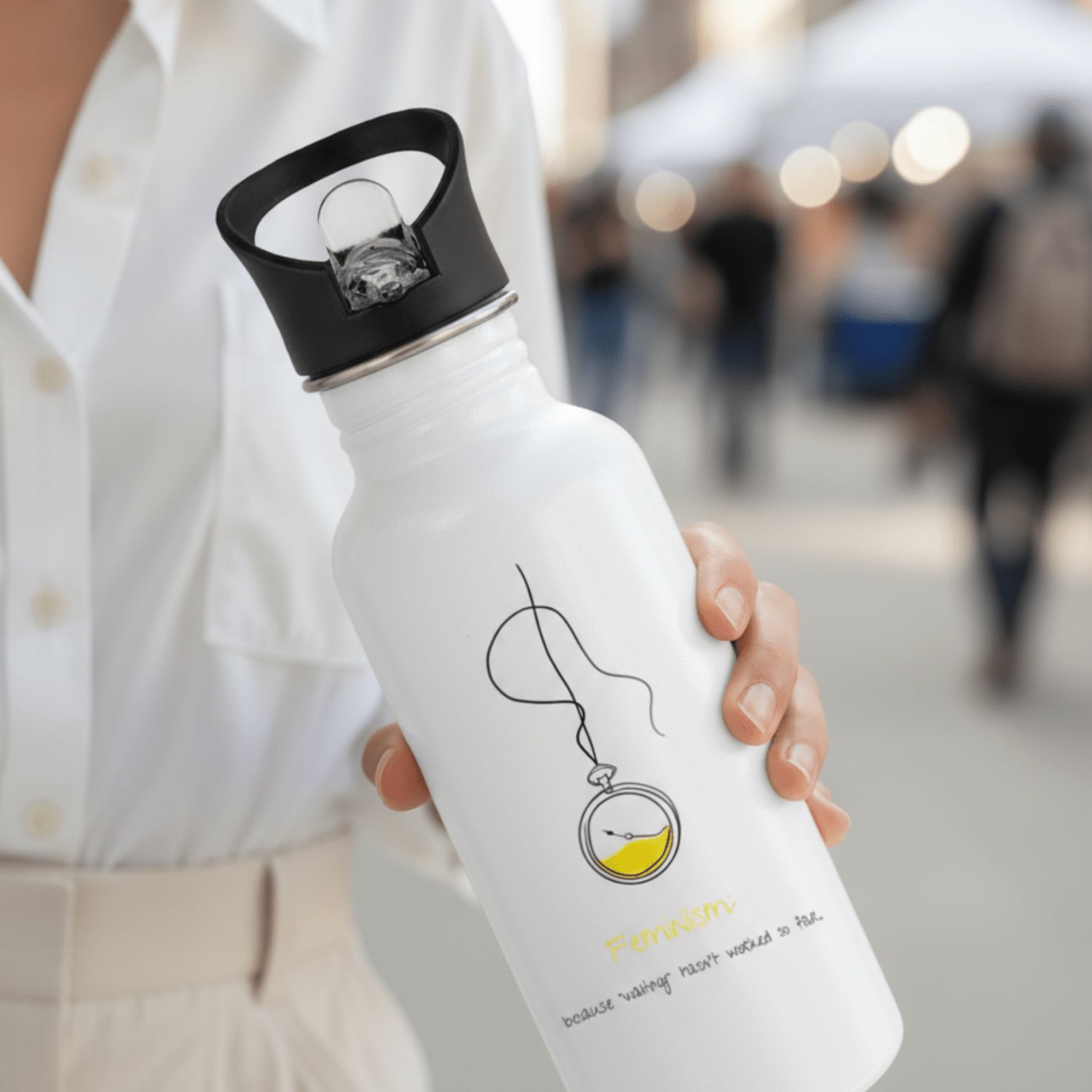 No Shit Shirts - Trinkflasche: Feminism: because “waiting” hasn’t worked so far - Society & Patriarchy - basic