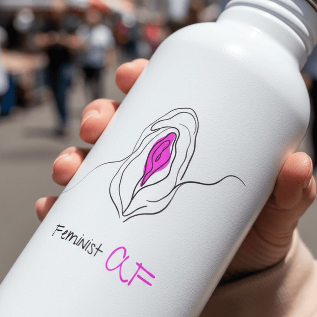 No Shit Shirts - Trinkflasche: Feminist AF - Society & Patriarchy - basic