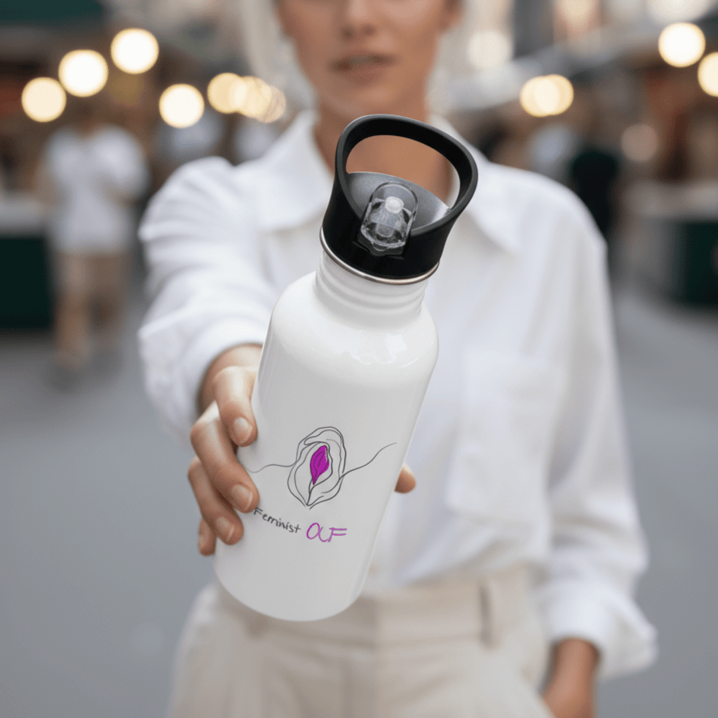 No Shit Shirts - Trinkflasche: Feminist AF - Society & Patriarchy - basic