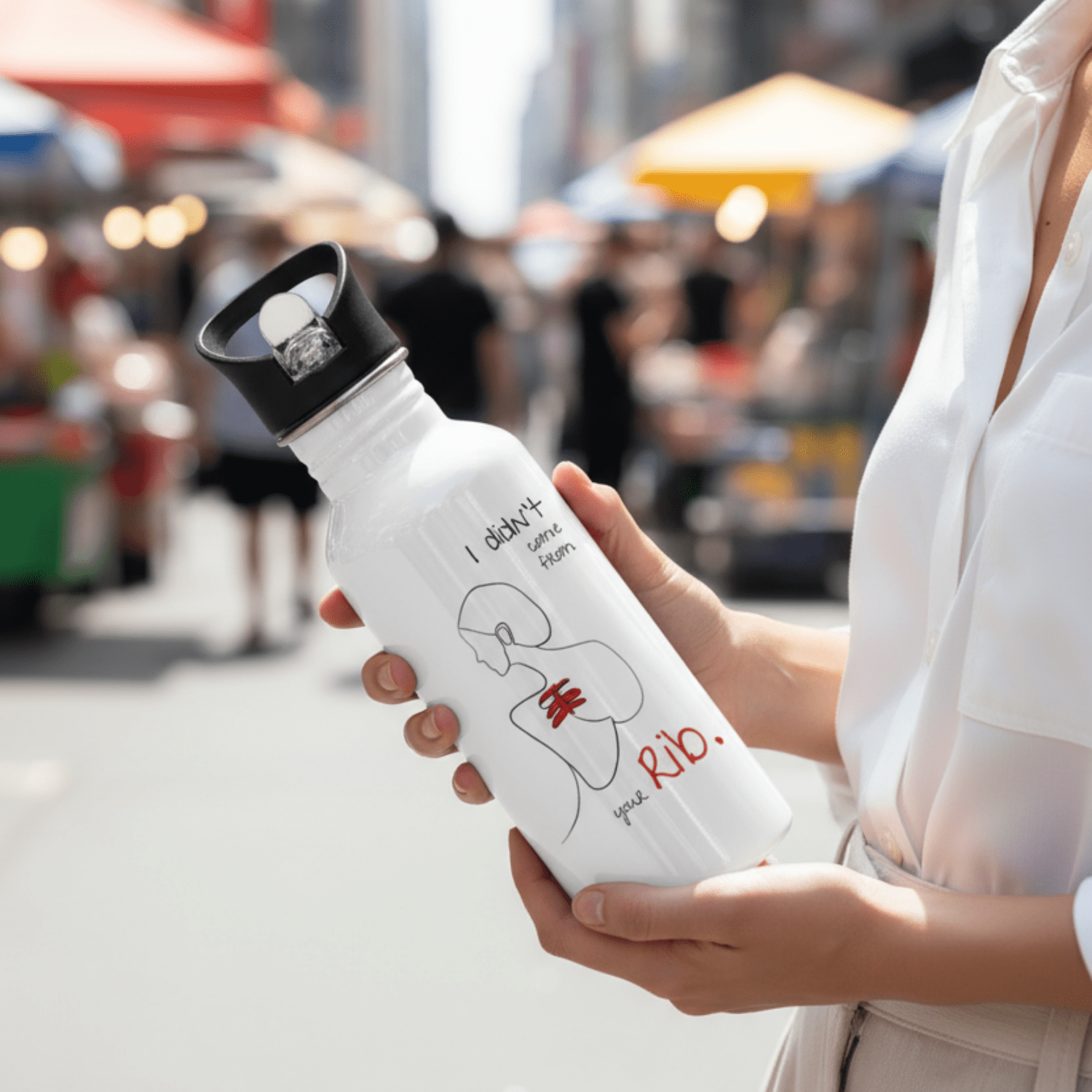 No Shit Shirts - Trinkflasche: I didn’t come from your rib. - Body & Autonomy & Sexism - basic