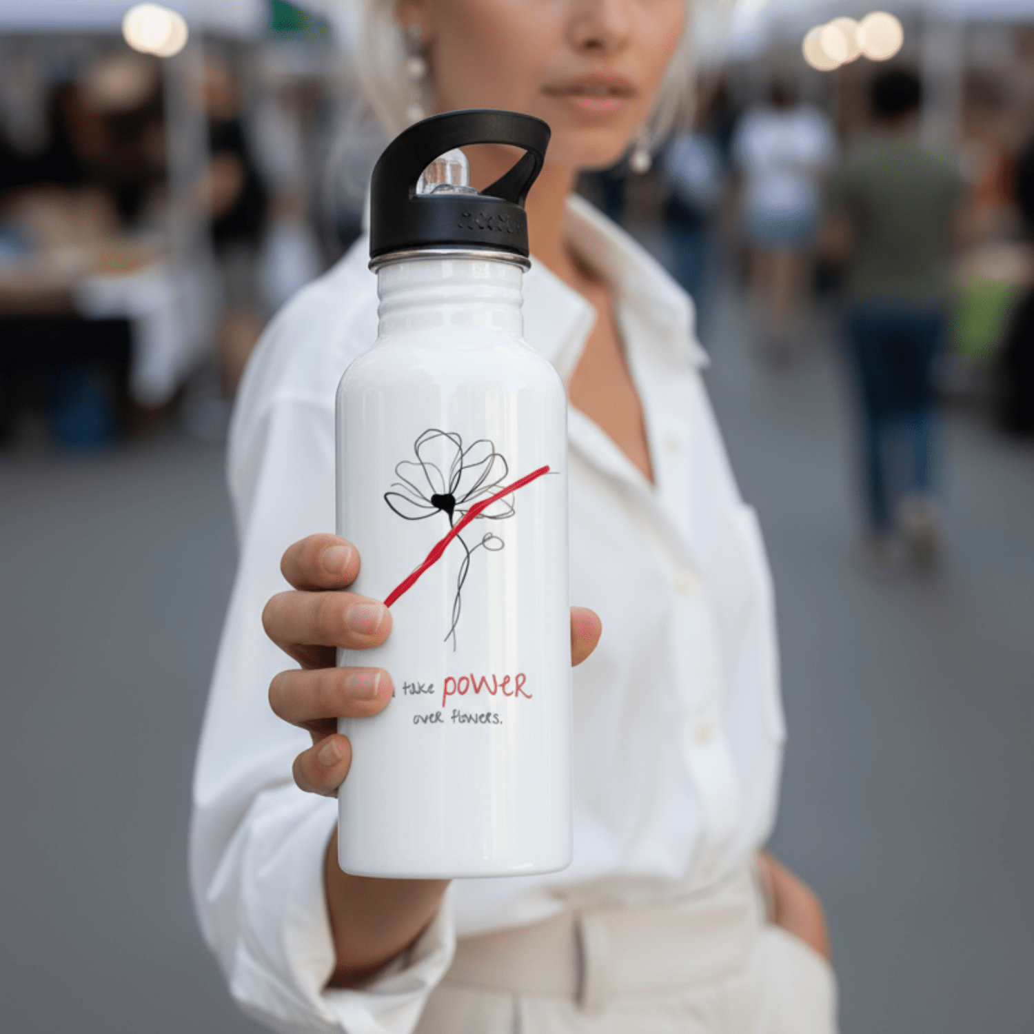 No Shit Shirts - Trinkflasche: I’ll take power over flowers - Society & Patriarchy - basic