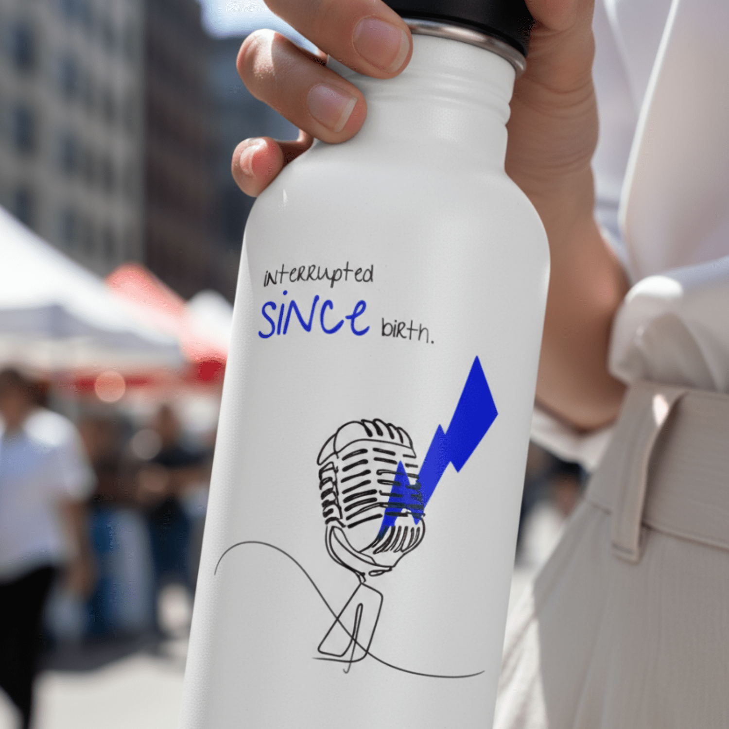 No Shit Shirts - Trinkflasche: Interrupted since birth. - Mansplaining - basic