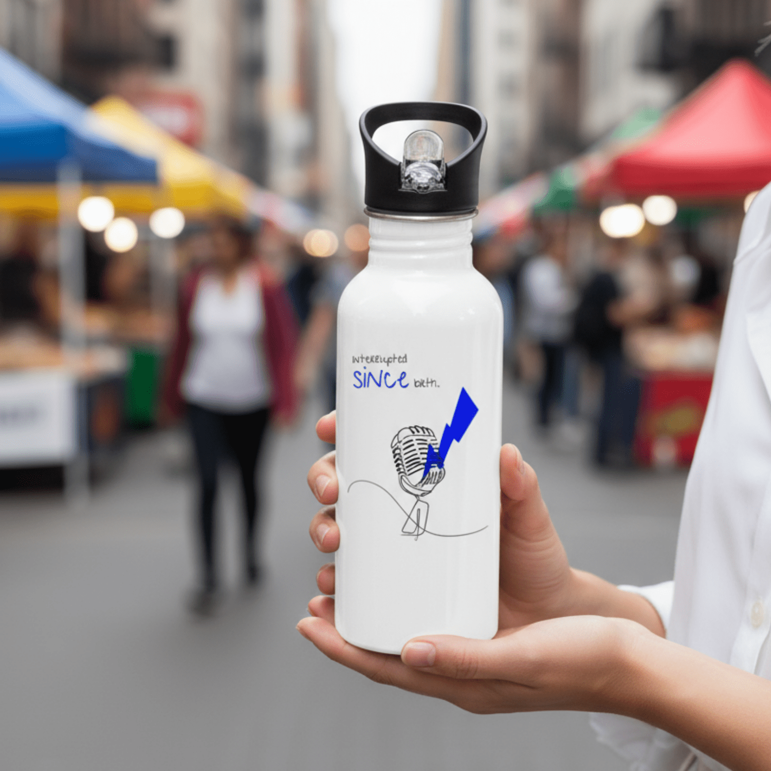 No Shit Shirts - Trinkflasche: Interrupted since birth. - Mansplaining - basic