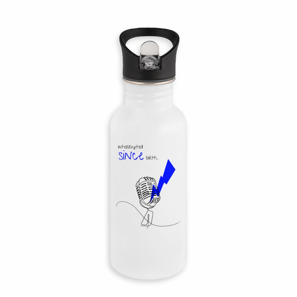 No Shit Shirts - Trinkflasche: Interrupted since birth. - Mansplaining - basic