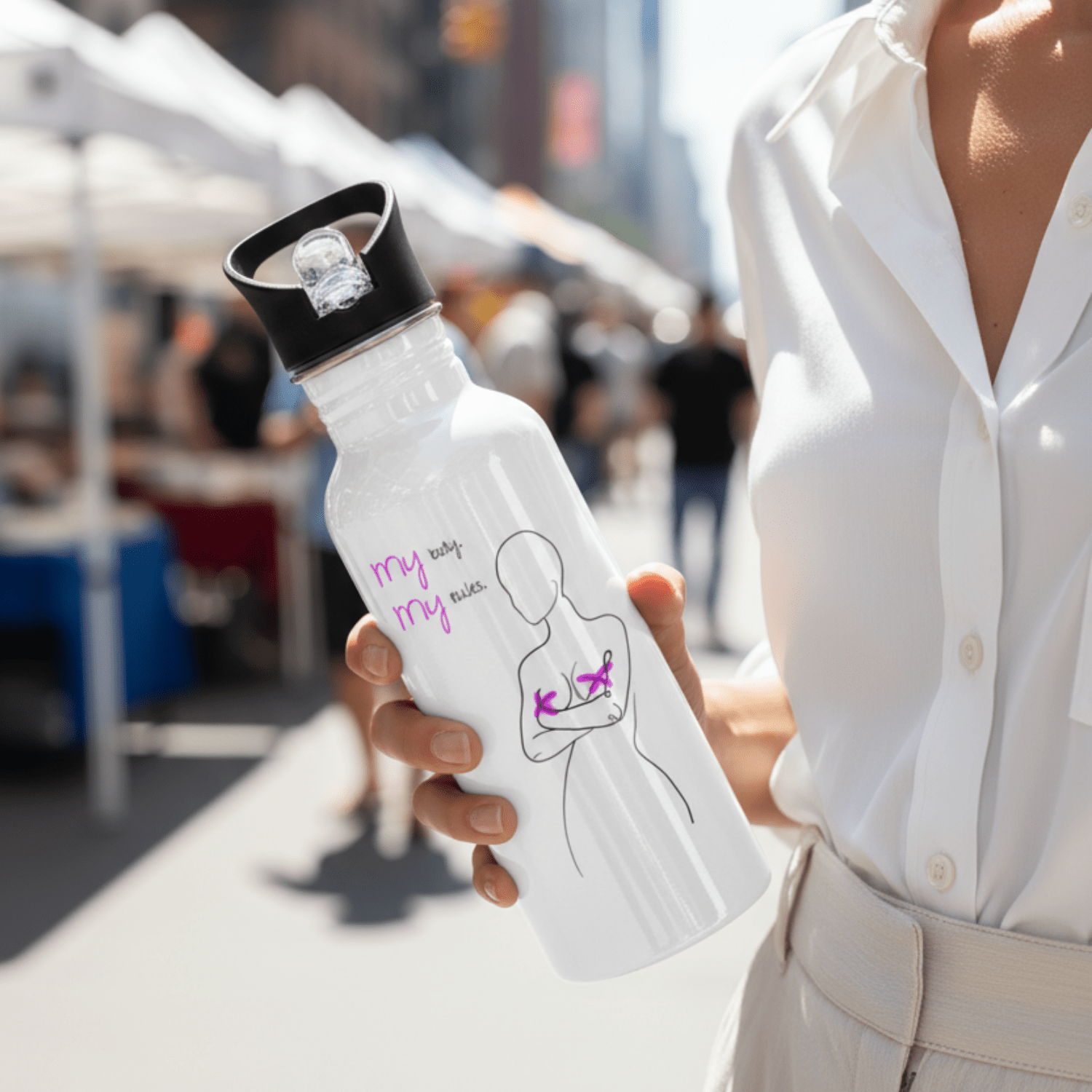 No Shit Shirts - Trinkflasche: My Body, My Rules - Body & Autonomy & Sexism - basic