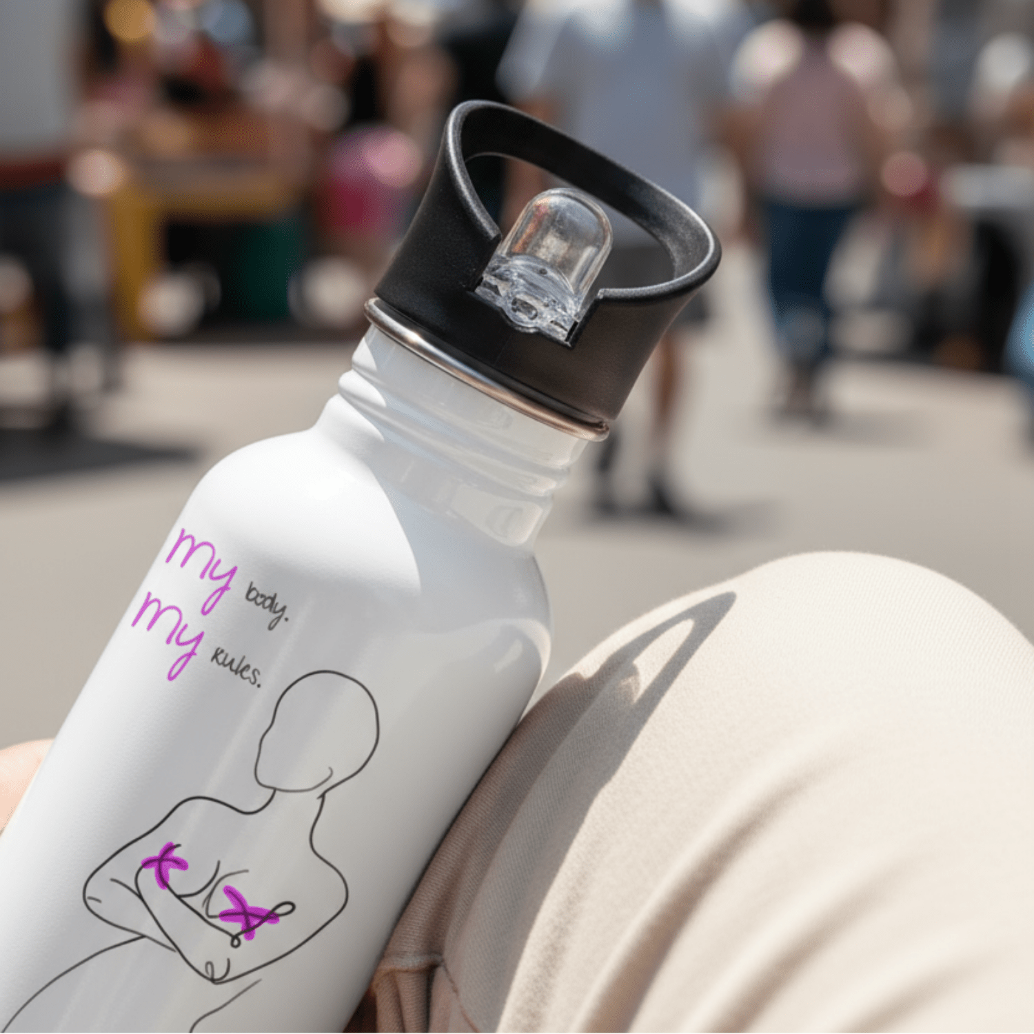 No Shit Shirts - Trinkflasche: My Body, My Rules - Body & Autonomy & Sexism - basic