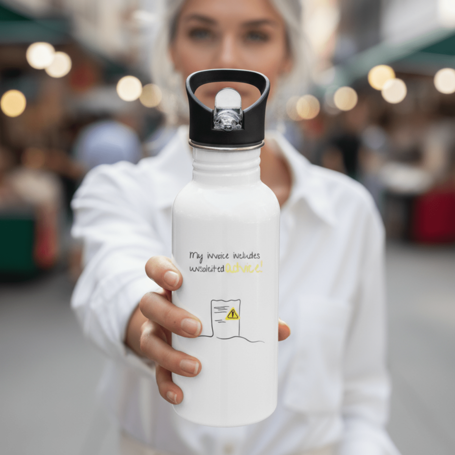 No Shit Shirts - Trinkflasche: My invoice includes unsolicited advice. - Mansplaining - basic