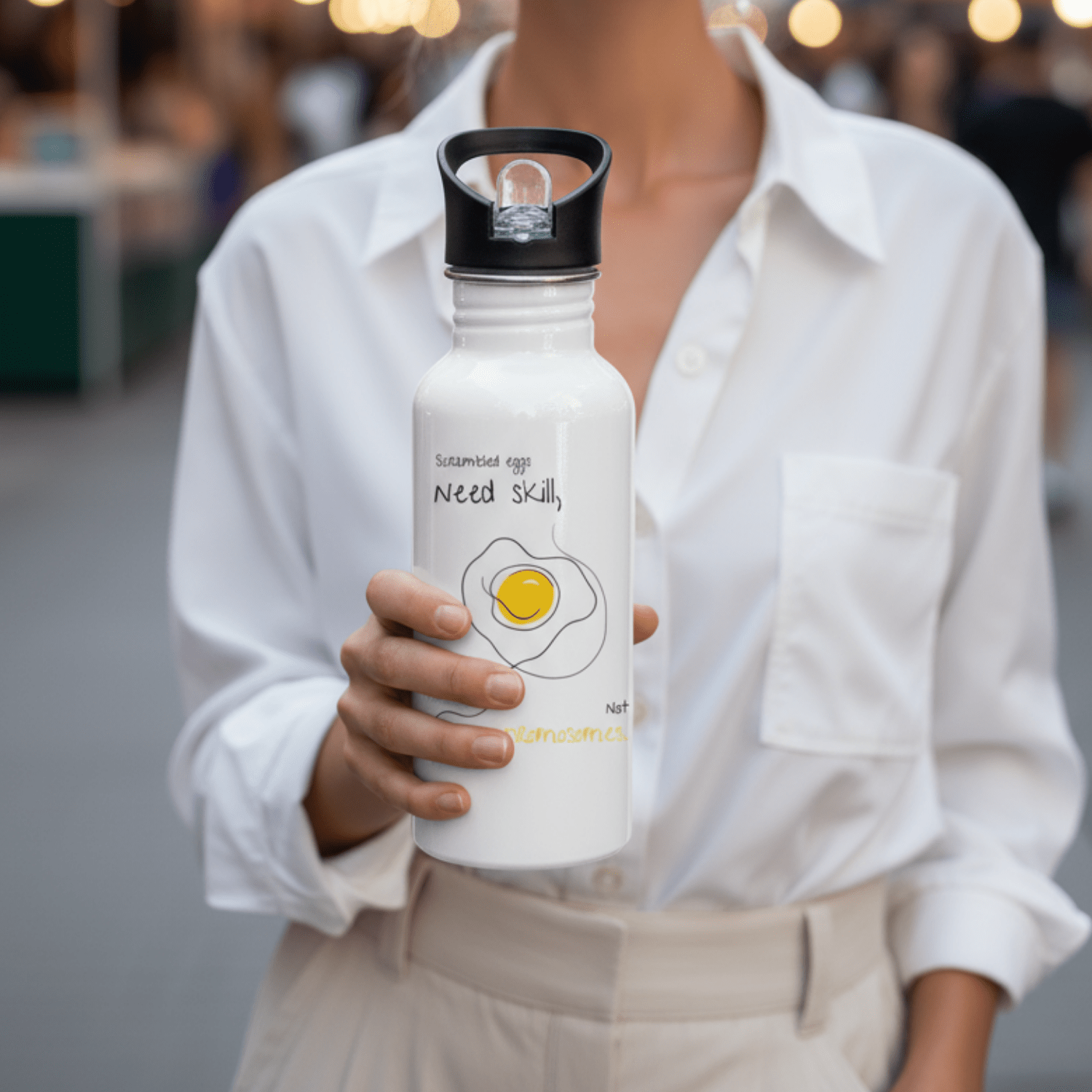 No Shit Shirts - Trinkflasche: Scrambled eggs need skill, not chromosomes. - Gender Roles - basic