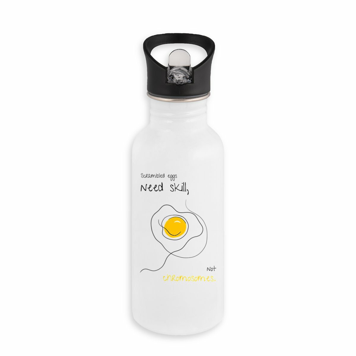 No Shit Shirts - Trinkflasche: Scrambled eggs need skill, not chromosomes. - Gender Roles - basic