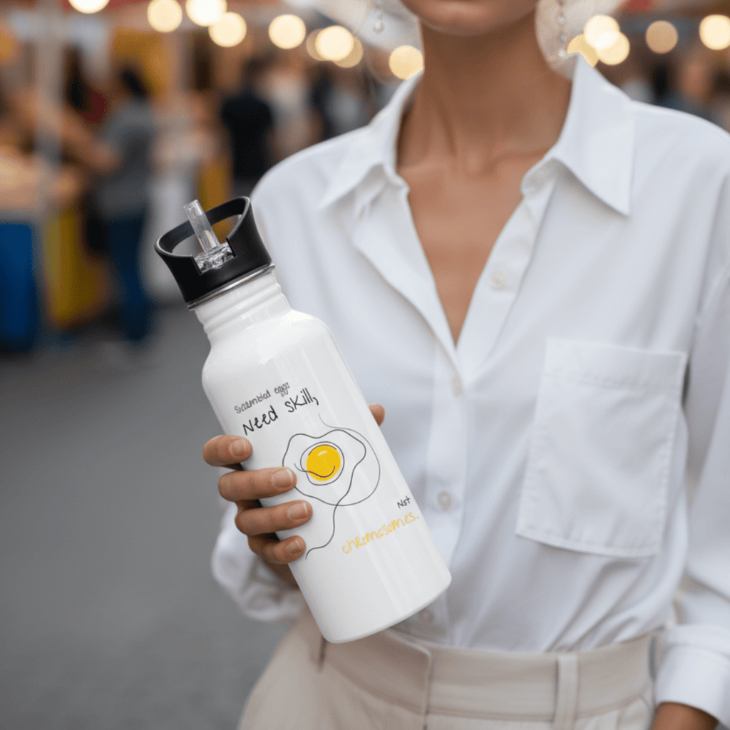 No Shit Shirts - Trinkflasche: Scrambled eggs need skill, not chromosomes. - Gender Roles - basic