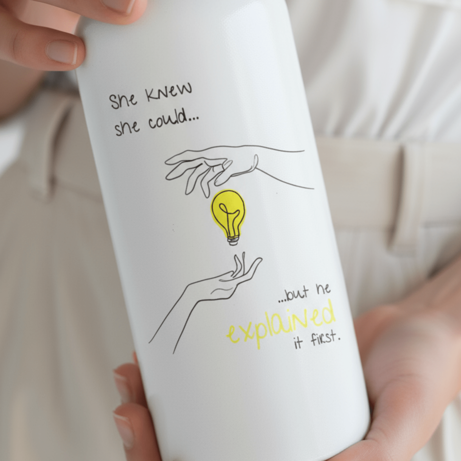 No Shit Shirts - Trinkflasche: She knew she could, but he explained it first. - Mansplaining - basic