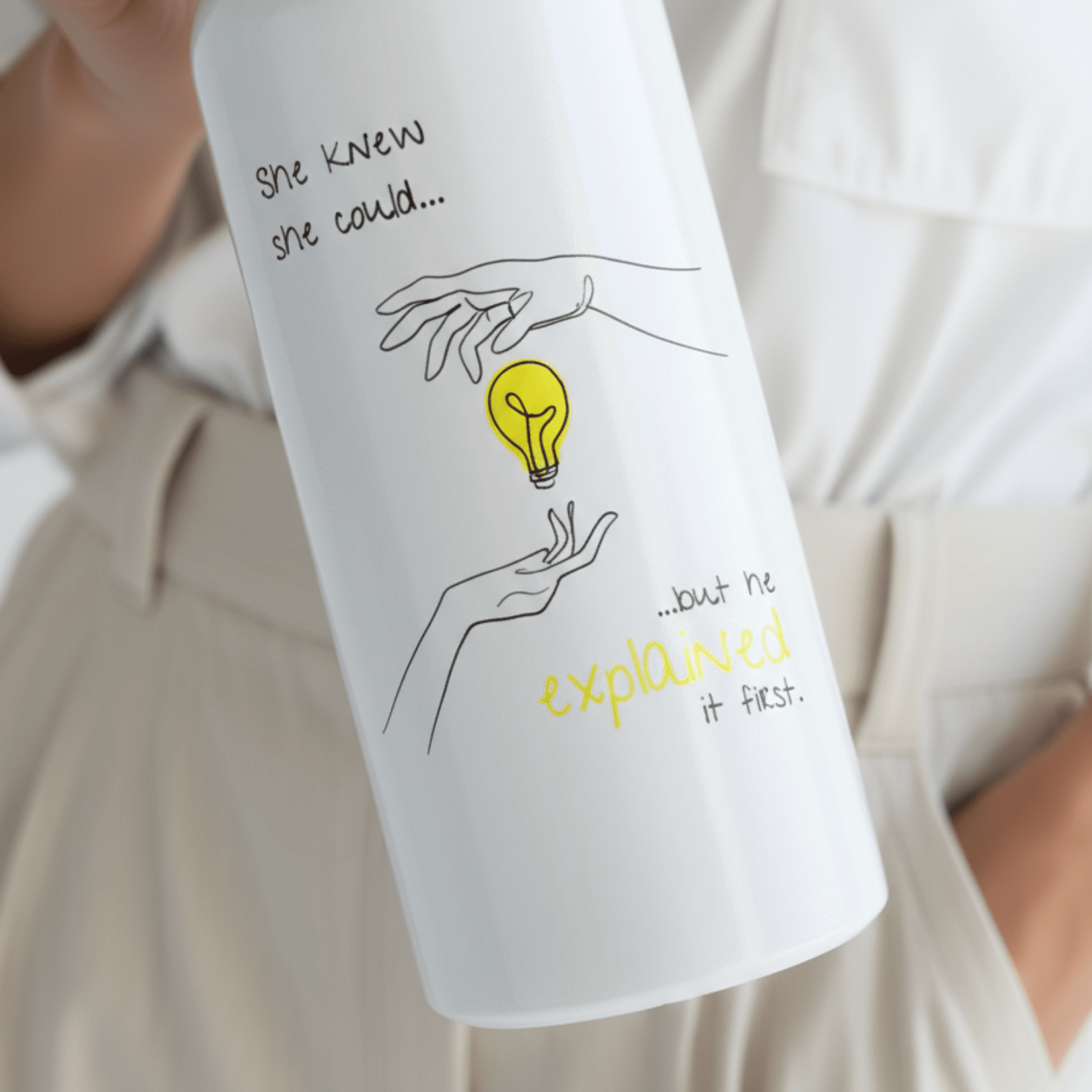 No Shit Shirts - Trinkflasche: She knew she could, but he explained it first. - Mansplaining - basic