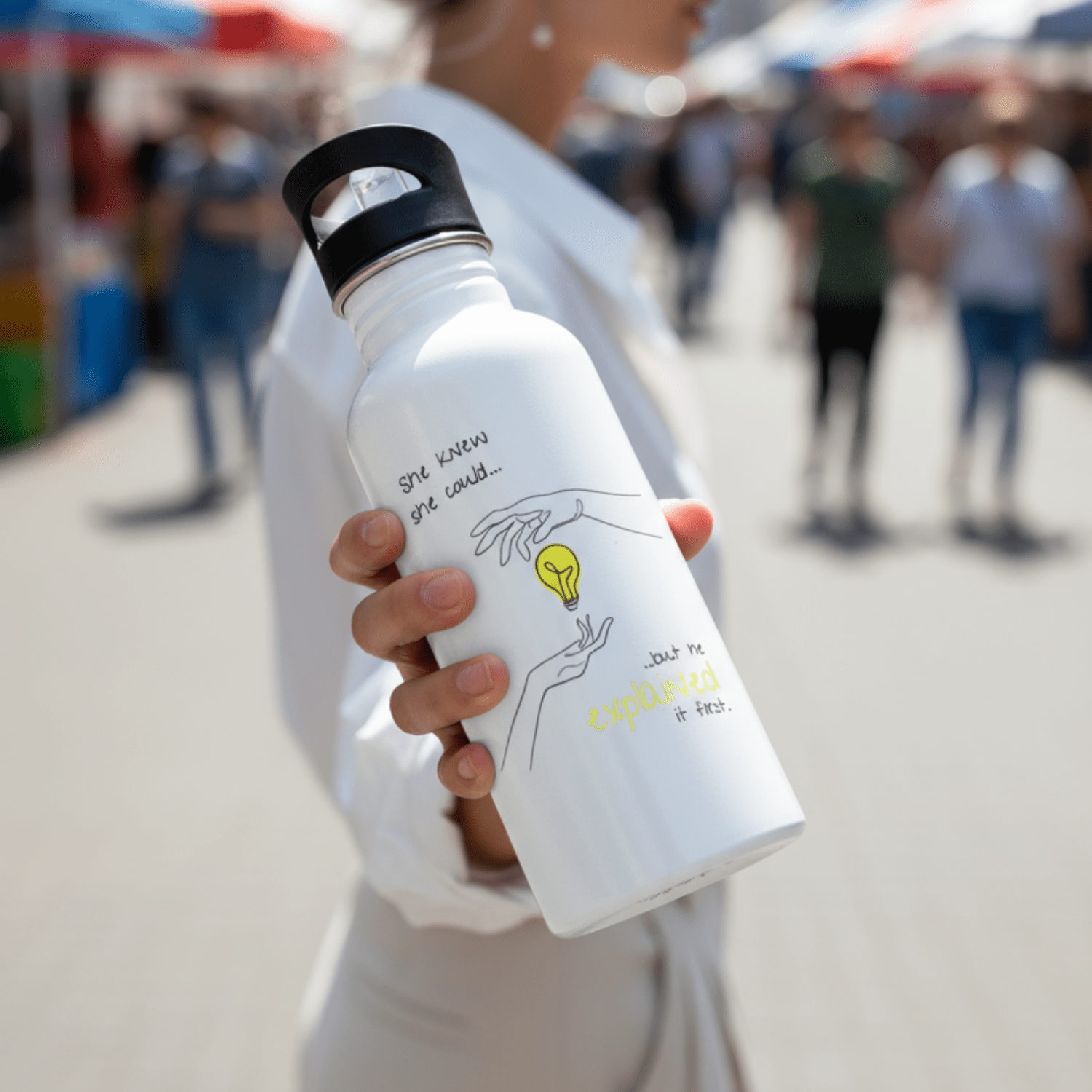 No Shit Shirts - Trinkflasche: She knew she could, but he explained it first. - Mansplaining - basic