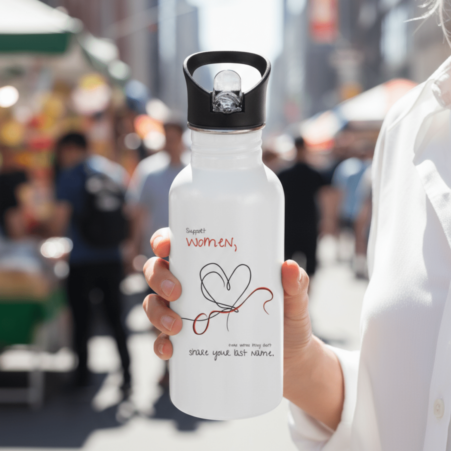 No Shit Shirts - Trinkflasche: Support women, even when they don’t share your last name. - Society & Patriarchy - basic