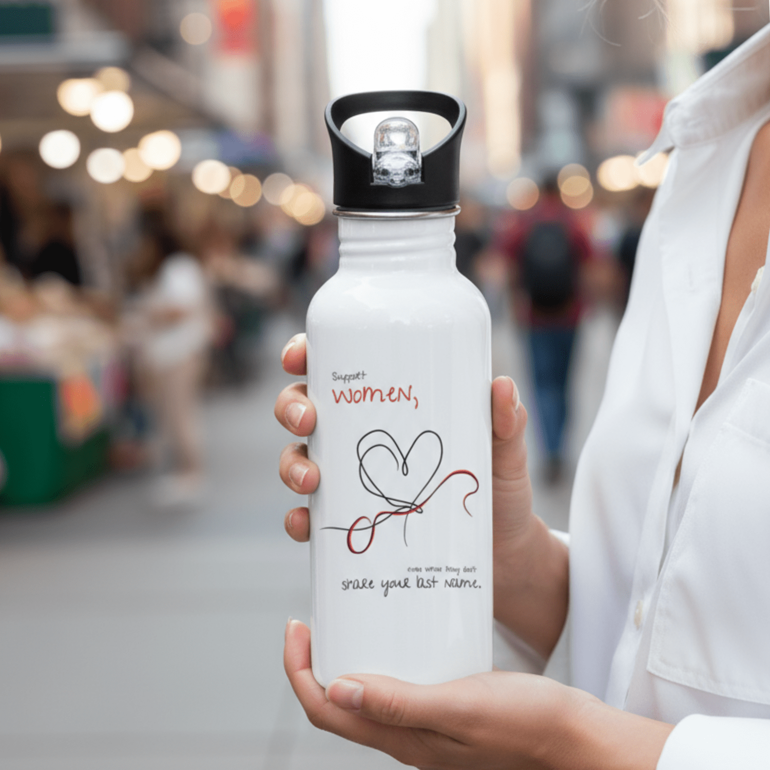 No Shit Shirts - Trinkflasche: Support women, even when they don’t share your last name. - Society & Patriarchy - basic