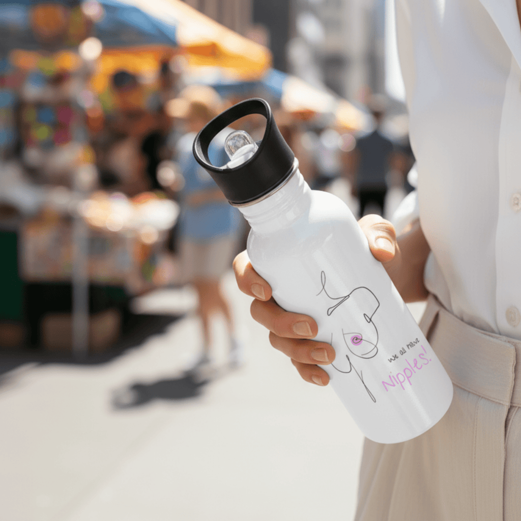 No Shit Shirts - Trinkflasche: We all have nipples! - Body & Autonomy & Sexism - basic