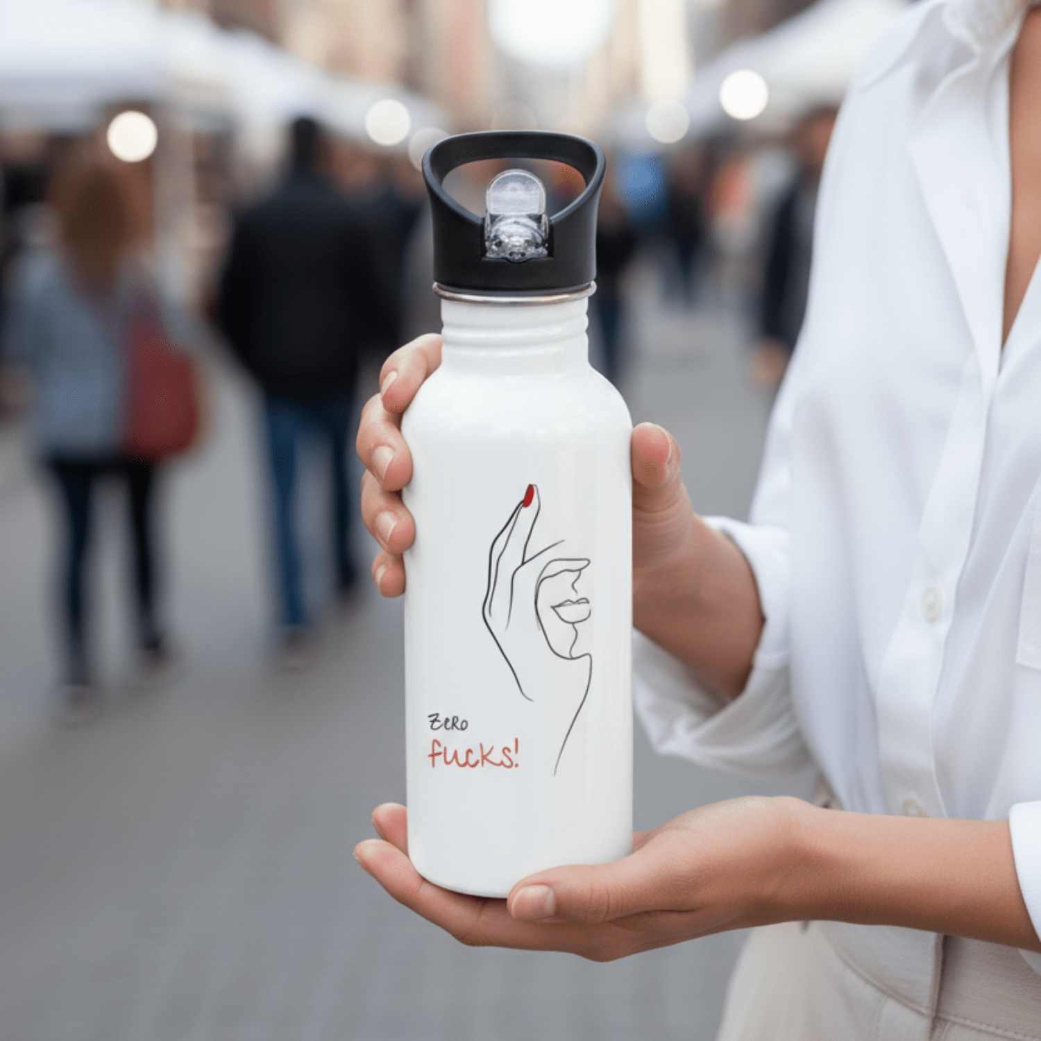 No Shit Shirts - Trinkflasche: Zero Fucks - Society & Patriarchy - basic